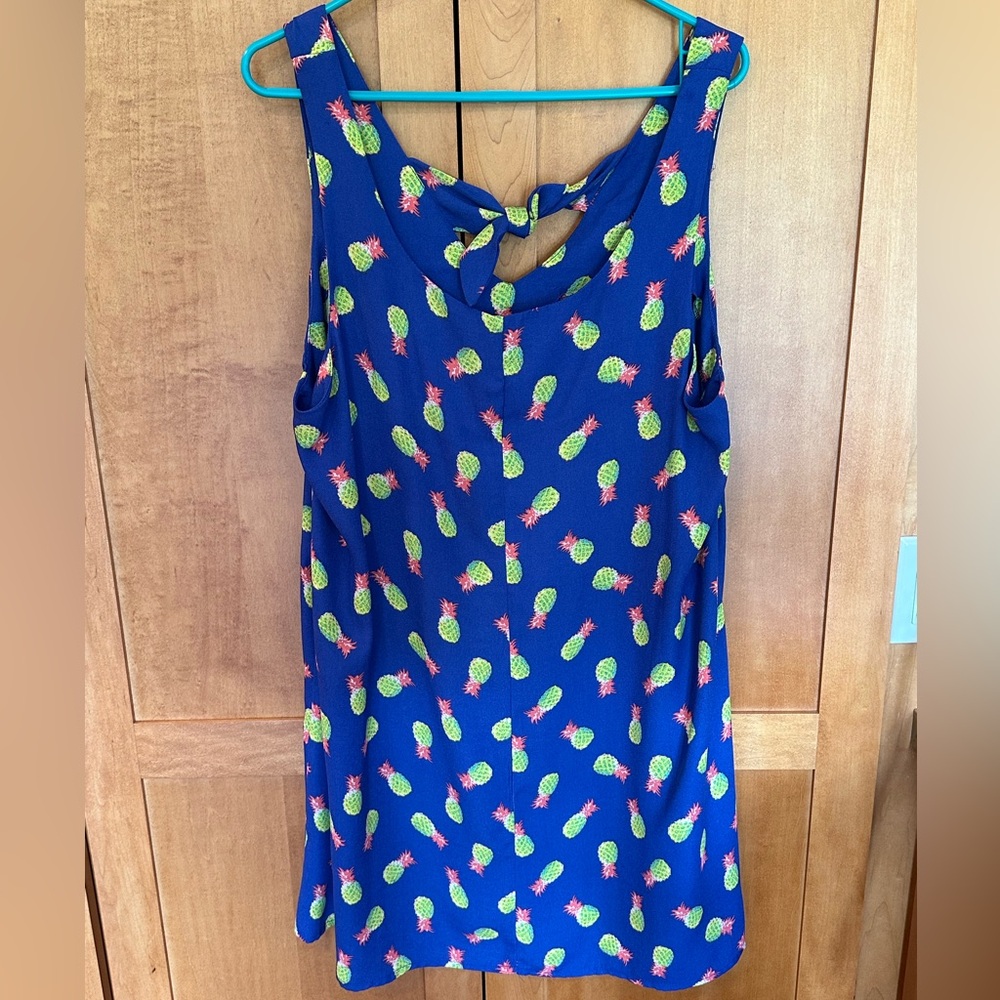 Blue Pineapple Print Dress